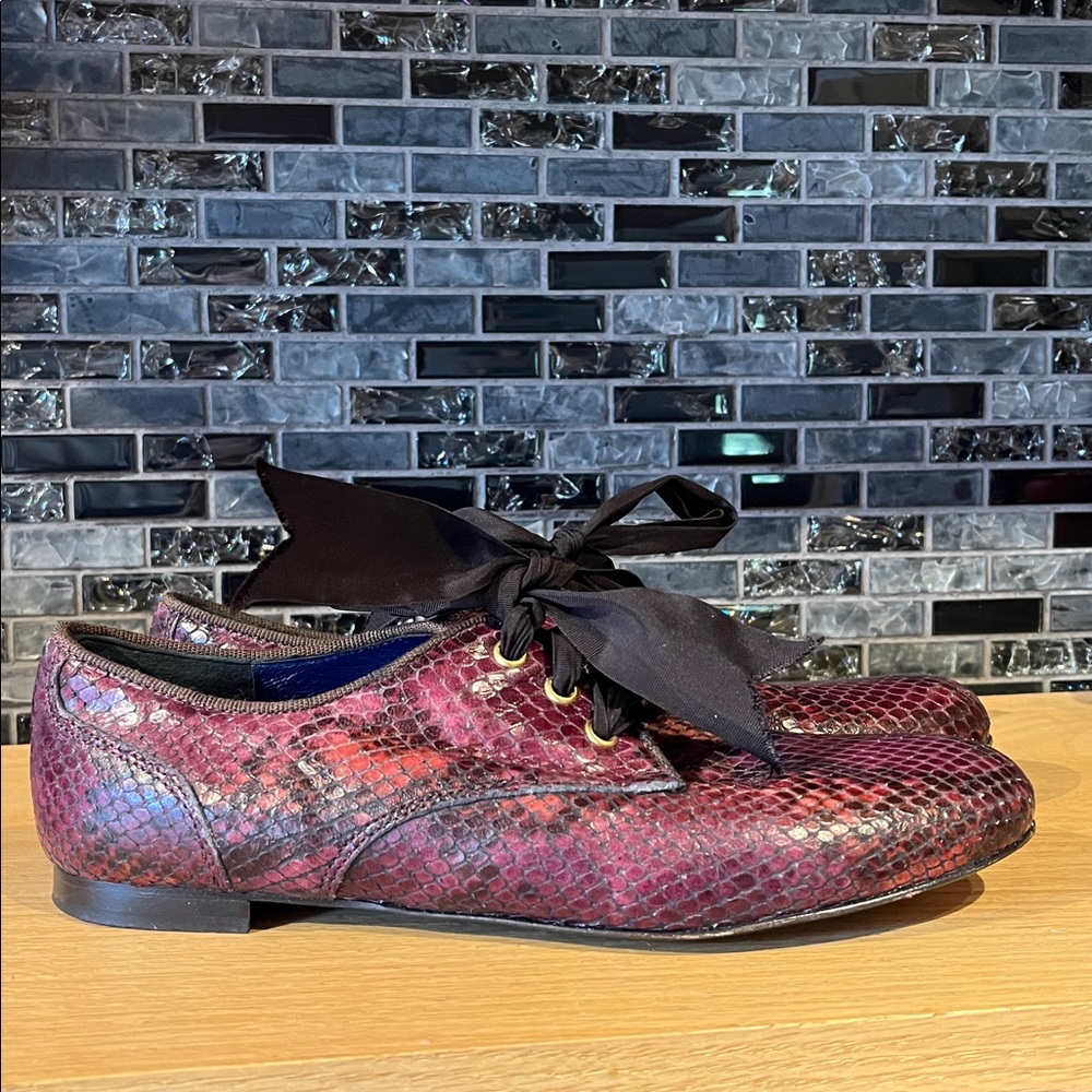 Studio Pollini Made in Italy Leather Women's Oxford Shoes Reptile Snake EU 36